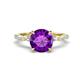 1 - Laila 2.38 ctw Amethyst (8.00 mm) Hidden Halo Engagement Ring 