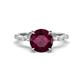 1 - Laila 2.74 ctw Rhodolite Garnet (8.00 mm) Hidden Halo Engagement Ring 