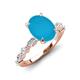 3 - Laila 1.98 ctw Turquoise Oval Shape (9x7 mm) Hidden Halo Engagement Ring 