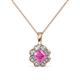 1 - Urania 0.93 ctw Pink Sapphire (5.00 mm) and Lab Grown Diamond Floral Halo Pendant 
