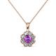 1 - Urania 0.80 ctw Amethyst (5.00 mm) and Lab Grown Diamond Floral Halo Pendant 