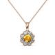 1 - Urania 0.80 ctw Citrine (5.00 mm) and Lab Grown Diamond Floral Halo Pendant 