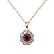 1 - Urania 1.03 ctw Red Garnet (5.00 mm) and Lab Grown Diamond Floral Halo Pendant 