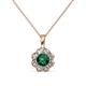 1 - Urania 0.80 ctw Emerald (5.00 mm) and Lab Grown Diamond Floral Halo Pendant 