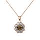 1 - Urania 0.88 ctw Smoky Quartz (5.00 mm) and Lab Grown Diamond Floral Halo Pendant 