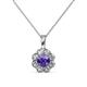 1 - Urania 0.80 ctw Iolite (5.00 mm) and Lab Grown Diamond Floral Halo Pendant 