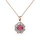 1 - Urania 0.90 ctw Rhodolite Garnet (5.00 mm) and Lab Grown Diamond Floral Halo Pendant 