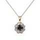 1 - Urania 0.90 ctw Black Diamond (5.00 mm) and Lab Grown Diamond Floral Halo Pendant 