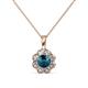 1 - Urania 0.90 ctw Blue Diamond (5.00 mm) and Lab Grown Diamond Floral Halo Pendant 