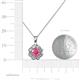 3 - Urania 0.80 ctw Pink Tourmaline (5.00 mm) and Lab Grown Diamond Floral Halo Pendant 