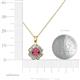 3 - Urania 0.90 ctw Rhodolite Garnet (5.00 mm) and Lab Grown Diamond Floral Halo Pendant 