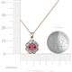 3 - Urania 0.90 ctw Rhodolite Garnet (5.00 mm) and Lab Grown Diamond Floral Halo Pendant 