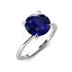 3 - Morgan 2.65 ctw Center Created Blue Sapphire with Prong Studded Natural Diamond Solitaire Plus Engagement Ring 