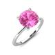 3 - Morgan 2.65 ctw Center Created Pink Sapphire with Prong Studded Natural Diamond Solitaire Plus Engagement Ring 