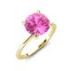 3 - Morgan 2.65 ctw Center Created Pink Sapphire with Prong Studded Natural Diamond Solitaire Plus Engagement Ring 