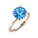 3 - Morgan 2.15 ctw Center Blue Topaz with Prong Studded Natural Diamond Solitaire Plus Engagement Ring 