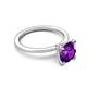 3 - Morgan 1.30 ctw Center Amethyst with Prong Studded Natural Diamond Solitaire Plus Engagement Ring 