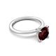 3 - Morgan 1.50 ctw Center Red Garnet with Prong Studded Natural Diamond Solitaire Plus Engagement Ring 