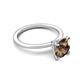 3 - Morgan 1.33 ctw Center Smoky Quartz with Prong Studded Natural Diamond Solitaire Plus Engagement Ring 