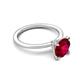 3 - Morgan 1.65 ctw Center Created Ruby with Prong Studded Natural Diamond Solitaire Plus Engagement Ring 