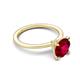 3 - Morgan 1.65 ctw Center Created Ruby with Prong Studded Natural Diamond Solitaire Plus Engagement Ring 