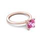 3 - Morgan 2.00 ctw Center Created Pink Sapphire with Prong Studded Natural Diamond Solitaire Plus Engagement Ring 