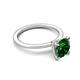 3 - Morgan 1.40 ctw Center Created Emerald with Prong Studded Natural Diamond Solitaire Plus Engagement Ring 