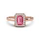 1 - Karah 0.78 ctw Pink Tourmaline Emerald Shape (6x4 mm) Accented Side Natural Diamond Halo Engagement Ring 