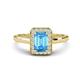 1 - Karah 0.88 ctw Blue Topaz Emerald Shape (6x4 mm) Accented Side Natural Diamond Halo Engagement Ring 