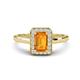 1 - Karah 0.73 ctw Citrine Emerald Shape (6x4 mm) Accented Side Natural Diamond Halo Engagement Ring 