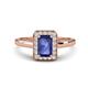 1 - Karah 0.73 ctw Iolite Emerald Shape (6x4 mm) Accented Side Natural Diamond Halo Engagement Ring 