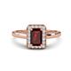 1 - Karah 0.96 ctw Red Garnet Emerald Shape (6x4 mm) Accented Side Natural Diamond Halo Engagement Ring 