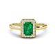 1 - Karah 0.68 ctw Emerald Emerald Shape (6x4 mm) Accented Side Natural Diamond Halo Engagement Ring 