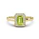 1 - Karah 0.88 ctw Peridot Emerald Shape (6x4 mm) Accented Side Natural Diamond Halo Engagement Ring 