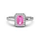 1 - Karah 0.78 ctw Pink Sapphire Emerald Shape (6x4 mm) Accented Side Natural Diamond Halo Engagement Ring 