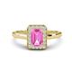 1 - Karah 0.78 ctw Pink Sapphire Emerald Shape (6x4 mm) Accented Side Natural Diamond Halo Engagement Ring 