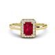 1 - Karah 0.78 ctw Ruby Emerald Shape (6x4 mm) Accented Side Natural Diamond Halo Engagement Ring 