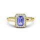 1 - Karah 0.78 ctw Tanzanite Emerald Shape (6x4 mm) Accented Side Natural Diamond Halo Engagement Ring 