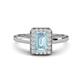 1 - Karah 0.68 ctw Aquamarine Emerald Shape (6x4 mm) Accented Side Natural Diamond Halo Engagement Ring 