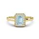 1 - Karah 0.68 ctw Aquamarine Emerald Shape (6x4 mm) Accented Side Natural Diamond Halo Engagement Ring 