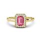 1 - Karah 0.78 ctw Pink Tourmaline Emerald Shape (6x4 mm) Accented Side Natural Diamond Halo Engagement Ring 