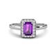 1 - Karah 0.78 ctw Amethyst Emerald Shape (6x4 mm) Accented Side Natural Diamond Halo Engagement Ring 