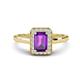 1 - Karah 0.78 ctw Amethyst Emerald Shape (6x4 mm) Accented Side Natural Diamond Halo Engagement Ring 