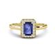 1 - Karah 0.73 ctw Iolite Emerald Shape (6x4 mm) Accented Side Natural Diamond Halo Engagement Ring 