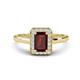 1 - Karah 0.96 ctw Red Garnet Emerald Shape (6x4 mm) Accented Side Natural Diamond Halo Engagement Ring 