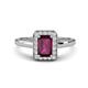 1 - Karah 0.93 ctw Rhodolite Garnet Emerald Shape (6x4 mm) Accented Side Natural Diamond Halo Engagement Ring 