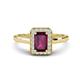 1 - Karah 0.93 ctw Rhodolite Garnet Emerald Shape (6x4 mm) Accented Side Natural Diamond Halo Engagement Ring 