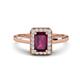 1 - Karah 0.93 ctw Rhodolite Garnet Emerald Shape (6x4 mm) Accented Side Natural Diamond Halo Engagement Ring 