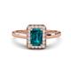 1 - Karah 0.88 ctw London Blue Topaz Emerald Shape (6x4 mm) Accented Side Natural Diamond Halo Engagement Ring 