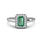 1 - Karah 0.99 ctw Created Alexandrite Emerald Shape (6x4 mm) Accented Side Natural Diamond Halo Engagement Ring 